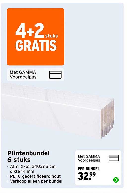 Plintenbundel 6 stuks 4+2 stuks GRATIS
