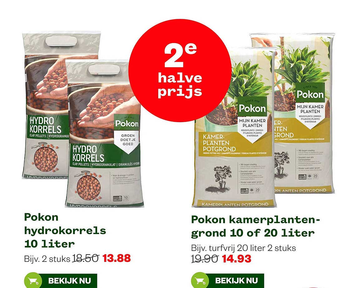 Pokon hydrokorrels 10 liter 2e halve prijs