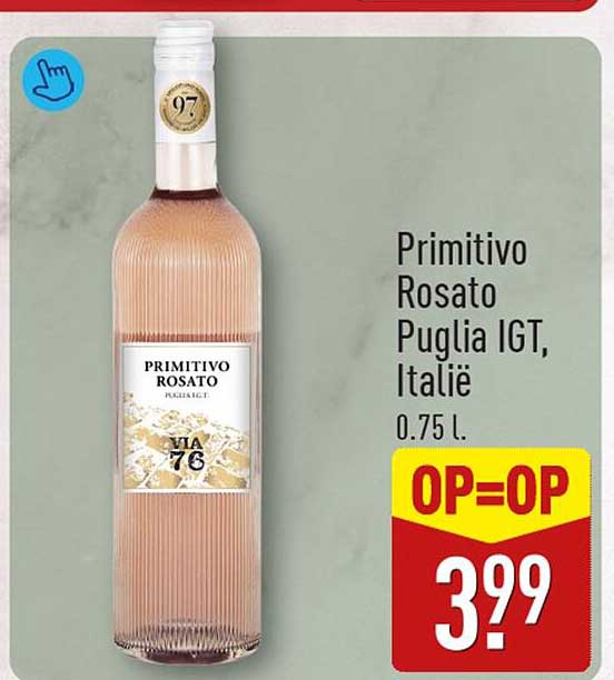 Primitivo Rosato Puglia IGT, Italië 0.75 l. OP=OP