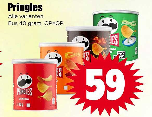 Pringles Alle varianten. Bus 40 gram. OP=OP