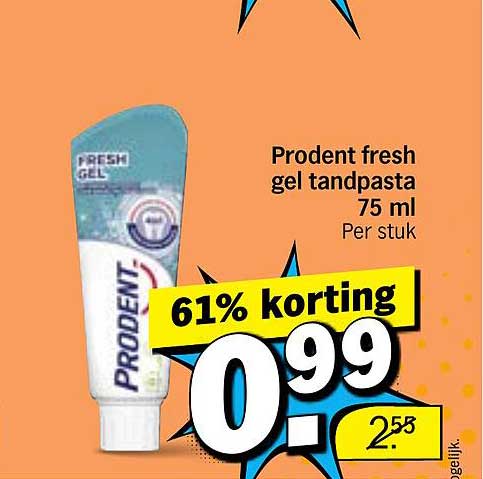 Prodent fresh gel tandpasta 75 ml 61% korting