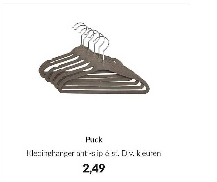 Puck Kledinghanger anti-slip 6 st. Div. kleuren