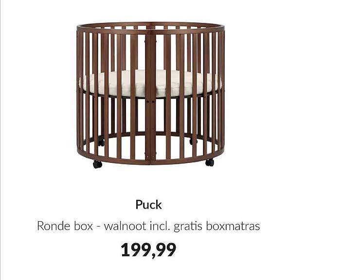 Puck Ronde box - walnoot incl. gratis boxmatras
