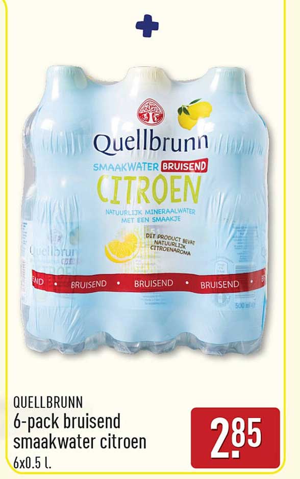 QUELLBRUNN 6-pack bruisend smaakwater citroen 6x0.5 l.