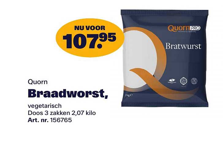 Quorn Braadworst, vegetarisch Doos 3 zakken 2,07 kilo