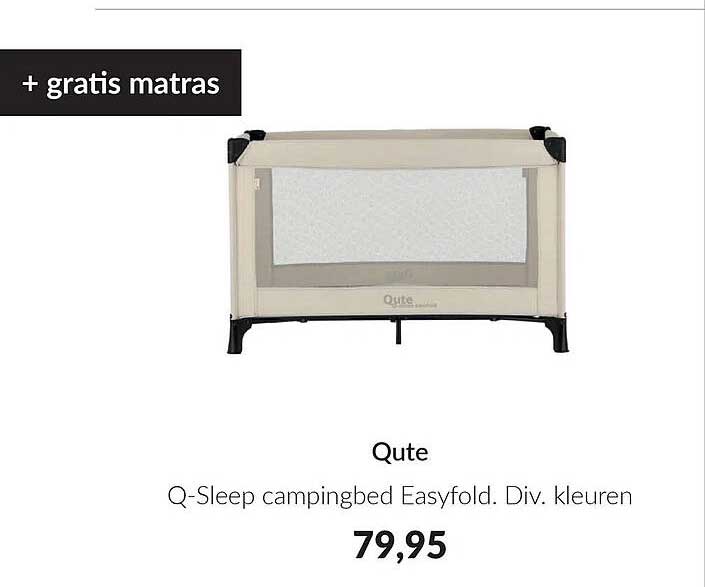 Qute Q-Sleep campingbed Easyfold. Div. kleuren + gratis matras