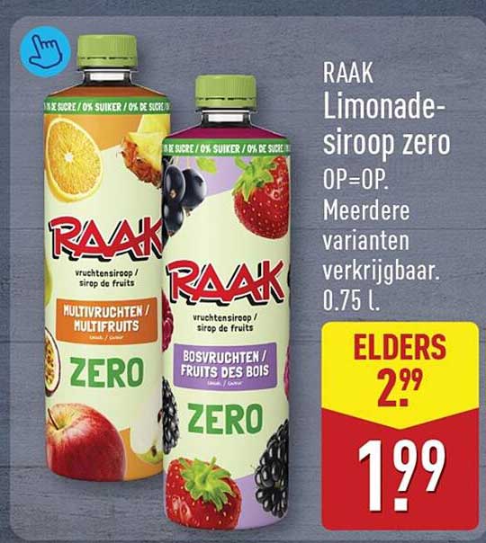 RAAK Limonade-siroop zero OP=OP. Meerdere varianten verkrijgbaar. 0.75 l.
