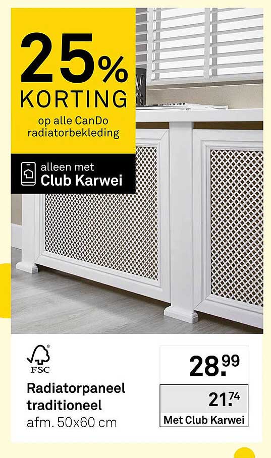 Radiorpaneel traditioneel afm. 50x60 cm 25% korting op alle CanDo radiatorbekleding alleen met Club Karwei