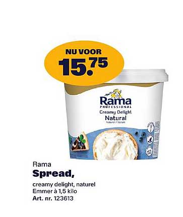 Rama Spread, creamy delight, naturel Emmer à 1,5 kilo Art. nr. 123613
