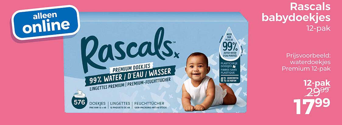 Rascals babydoekjes 12-pak
