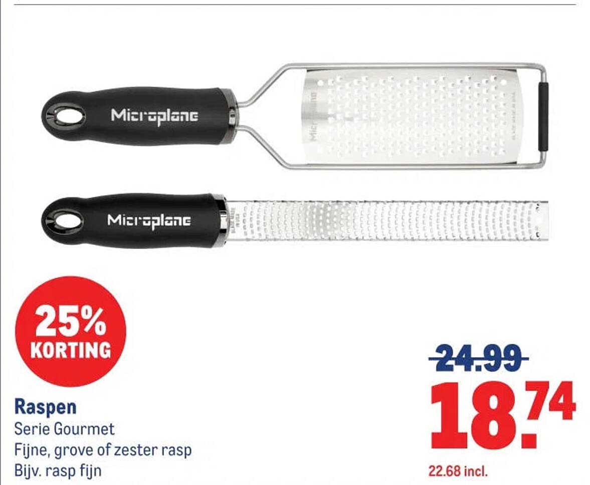 Raspen Serie Gourmet Fijne, grove of zester rasp Bijv. rasp fijn
