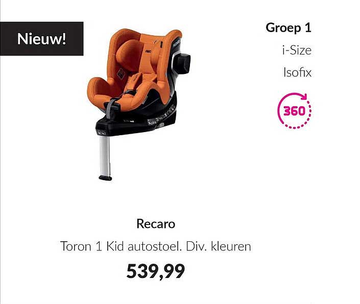 Recaro Toron 1 Kid autostoel. Div. kleuren