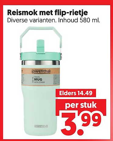 Reismok met flip-rietje