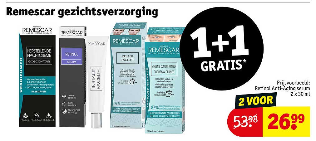 Remescar gezichtsverzorging 1+1 GRATIS*