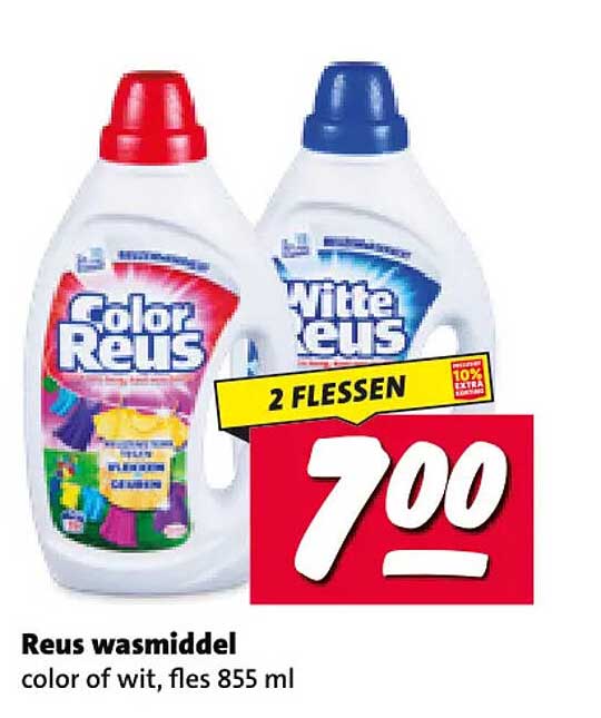 Reus wasmiddel color of wit, fles 855 ml 2 flessen