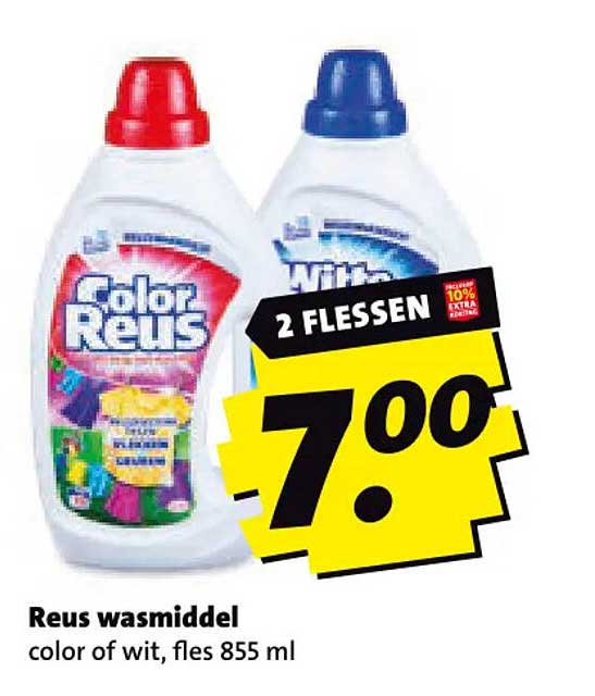 Reus wasmiddel color of wit, fles 855 ml 2 flessen