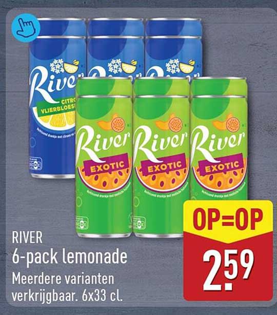 RIVER 6-pack lemonade Meerdere varianten verkrijgbaar. 6x33 cl. OP=OP