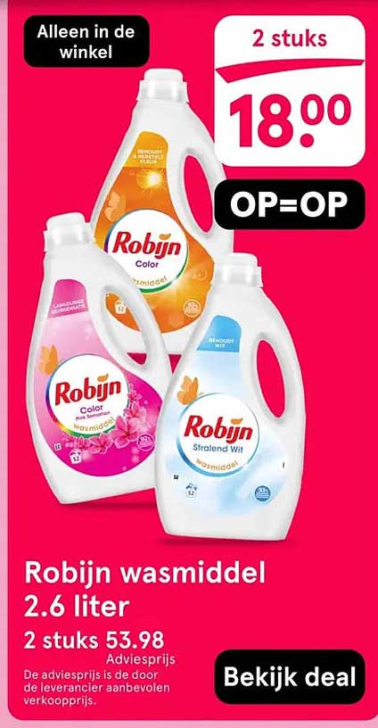 Robijn wasmiddel 2.6 liter 2 stuks 53.98