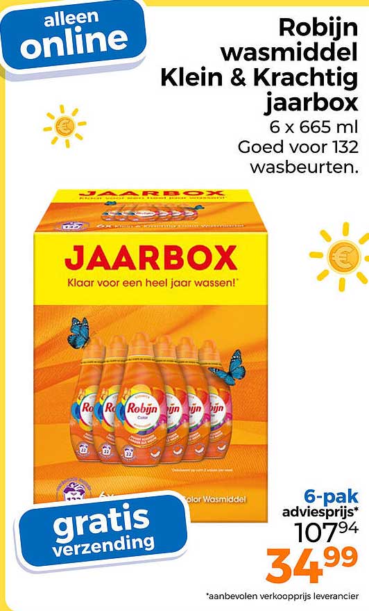 Robijn wasmiddel Klein & Krachtig jaarbox 6 x 665 ml