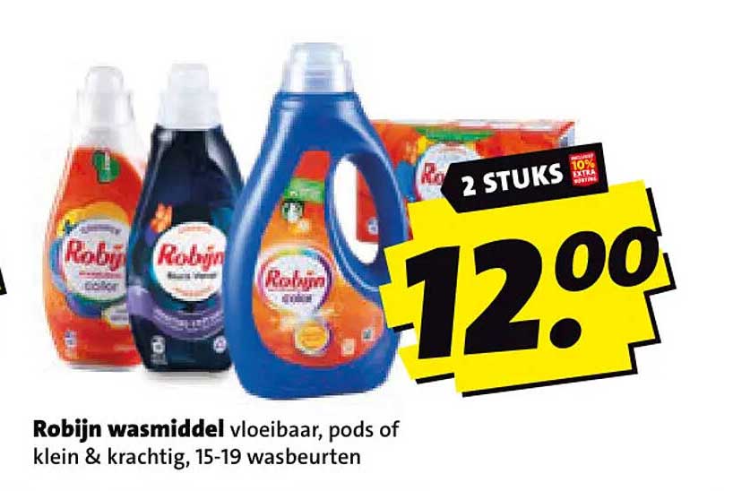 Robijn wasmiddel vloeibaar, pods of klein & krachtig, 15-19 wasbeurten 2 STUKS