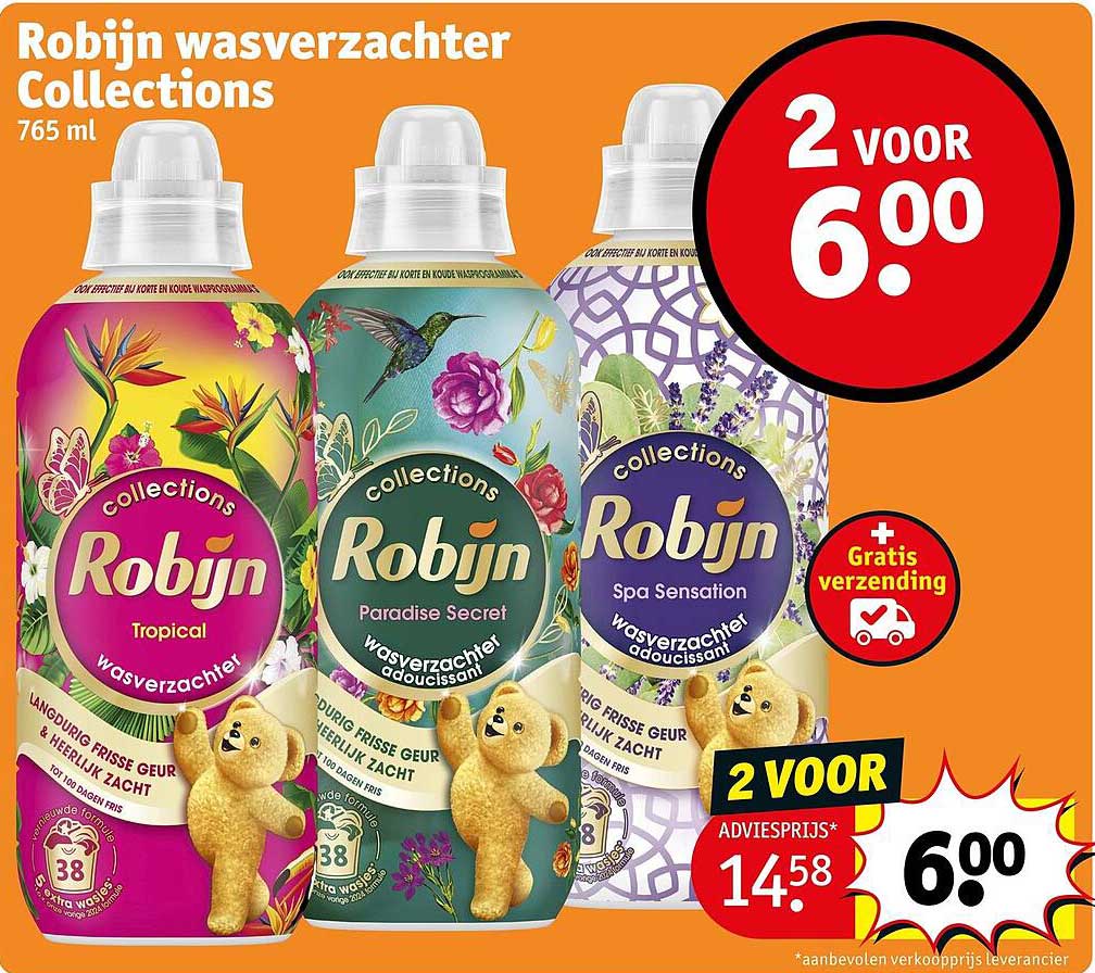 Robijn wasverzachter Collections 765 ml 2 voor 6.00 + Gratis verzending