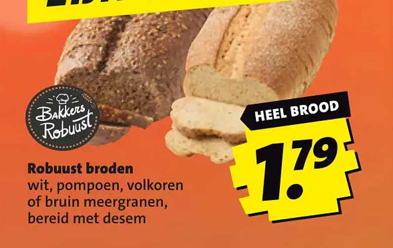 Robuust broden wit, pompoen, volkoren of bruin meergranen, bereid met desem HEEL BROOD