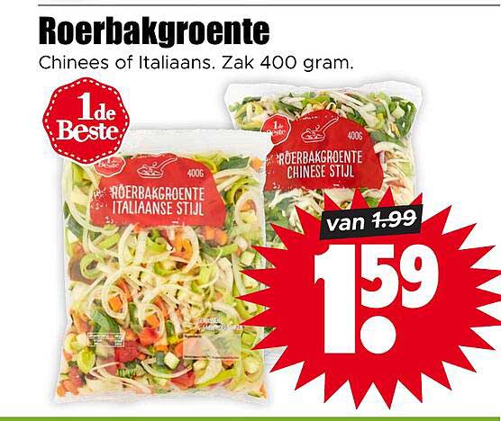 Roerbakgroente Chinees of Italiaans. Zak 400 gram. 1de Beste