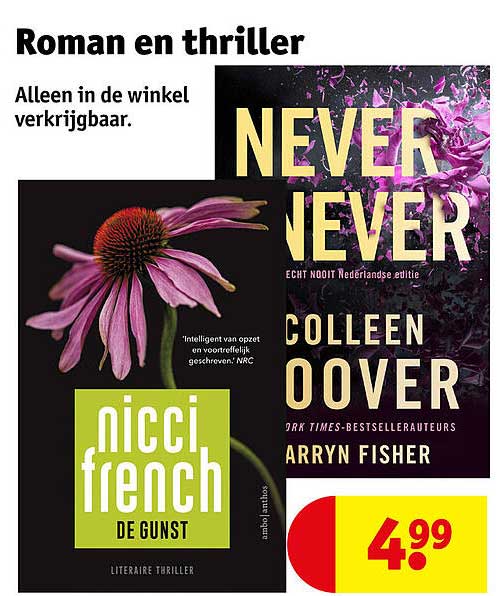 Roman en thriller Alleen in de winkel verkrijgbaar.