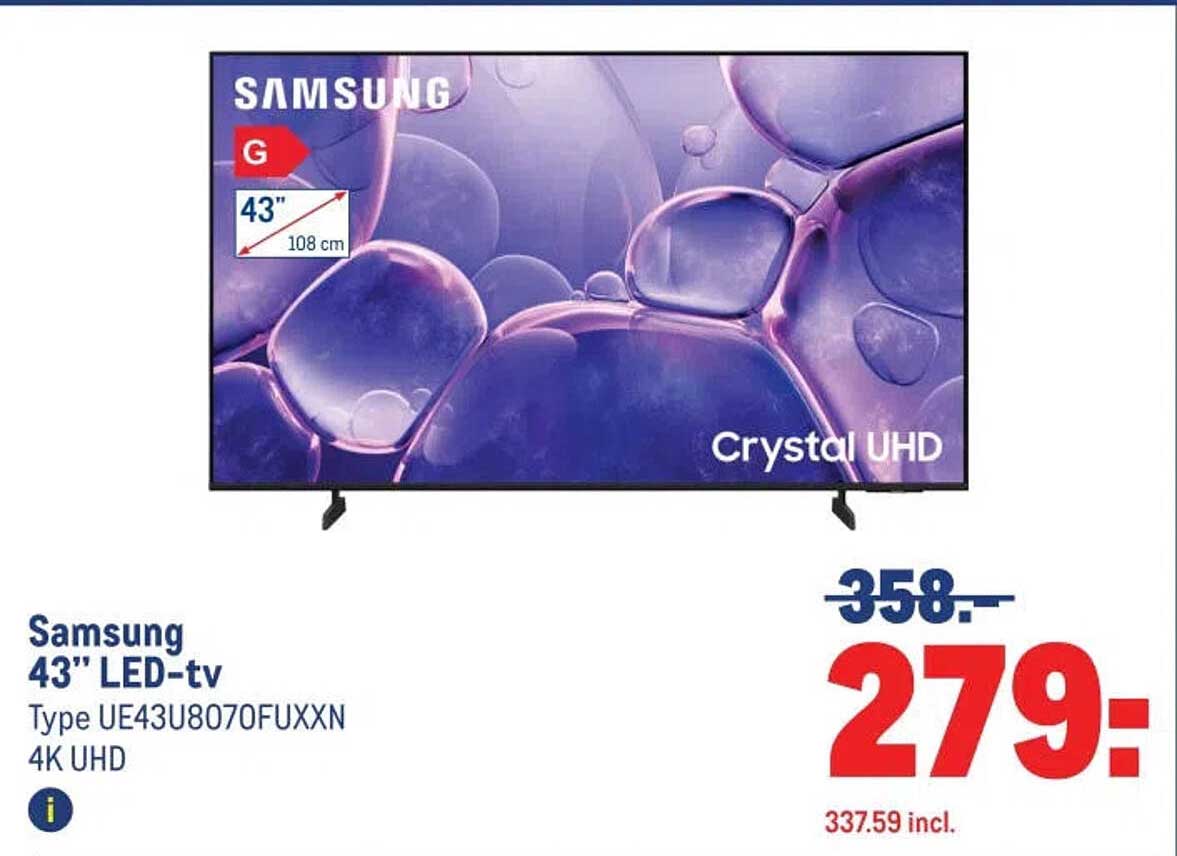 Samsung 43” LED-tv Type UE43U8070FUXXN 4K UHD