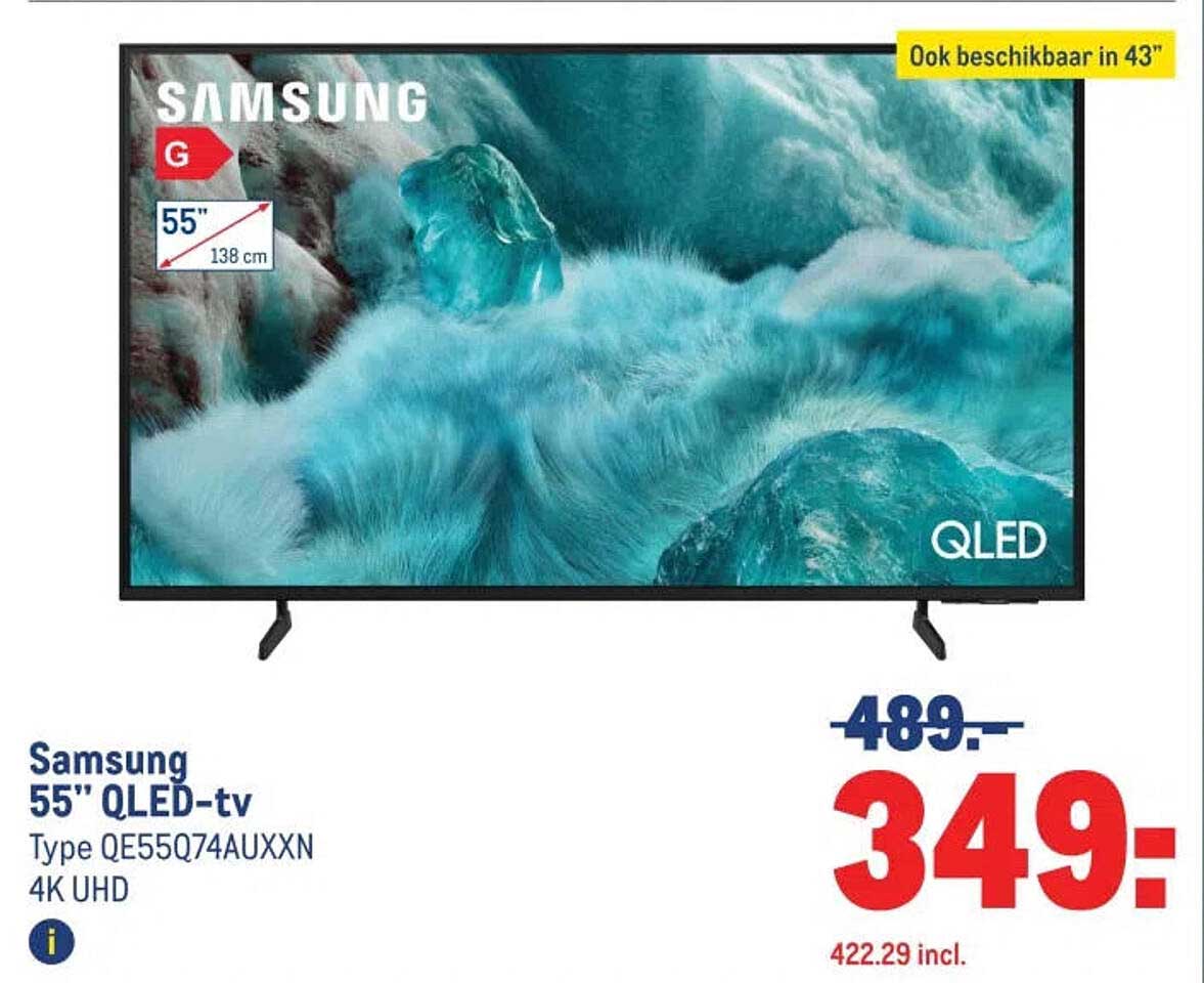 Samsung 55" QLED-tv Type QE55Q74AUXXN 4K UHD