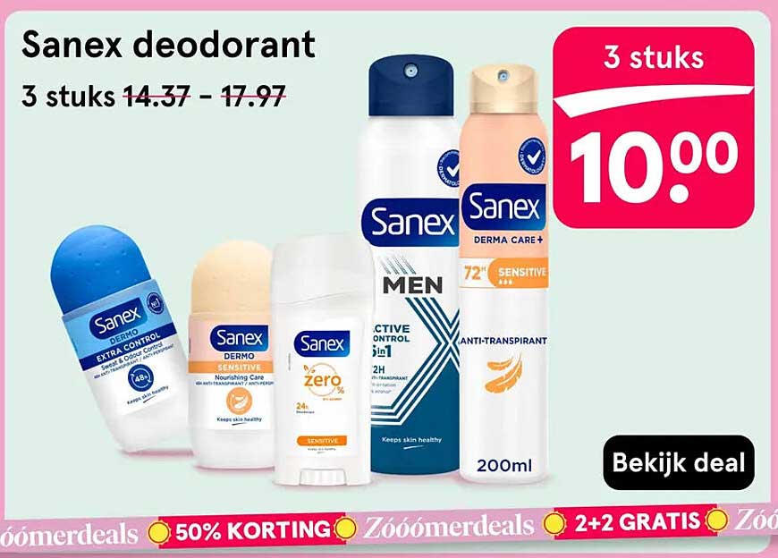Sanex deodorant 3 stuks 10.00