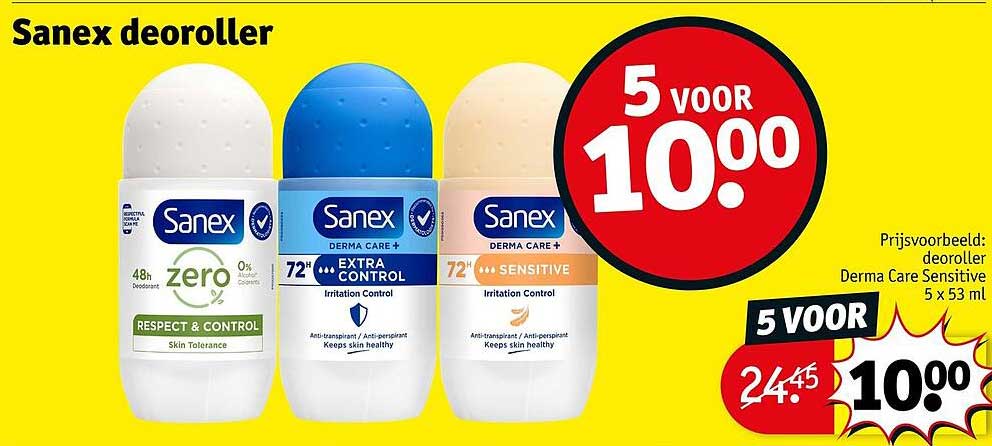 Sanex deoroller 5 voor 10.00