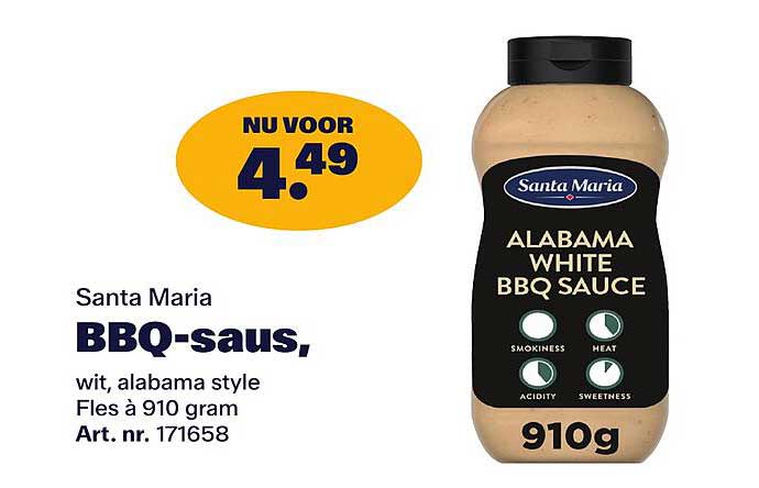 Santa Maria BBQ-saus, wit, alabama style
