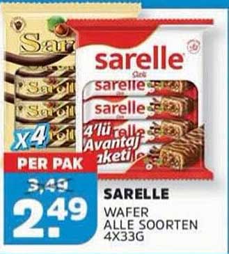 Sarelle Wafer alle soorten 4x33g