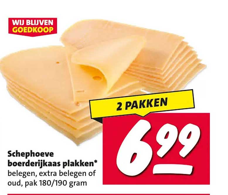 Schephoeve boerderijkaas plakken* belegen, extra belegen of oud, pak 180/190 gram 2 pakken