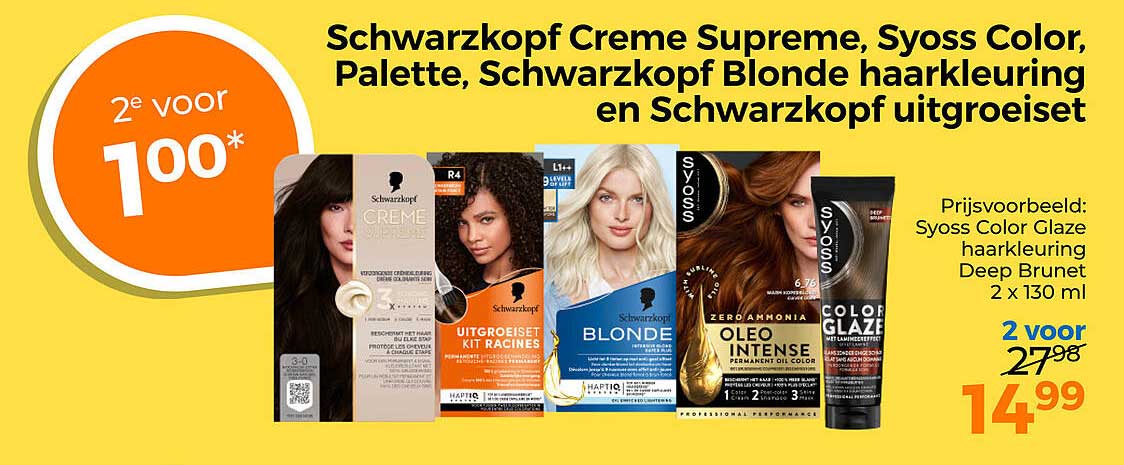 Schwarzkopf Creme Supreme, Syoss Color, Palette, Schwarzkopf Blonde haarkleuring en Schwarzkopf uitgroeiset