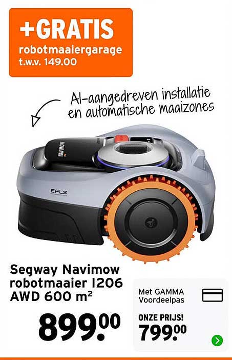 Segway Navimow robotmaaier i206 AWD 600 m² +GRATIS robotmaaiergarage t.w.v. 149,00