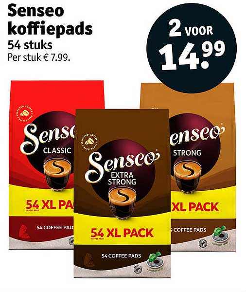 Senseo koffiepads 54 stuks 2 voor 14.99