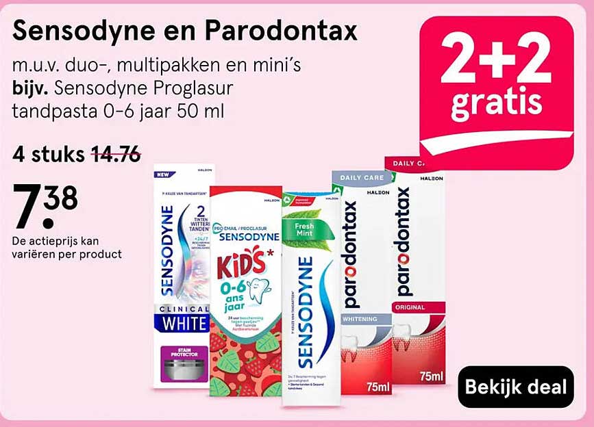 Sensodyne en Parodontax 2+2 gratis