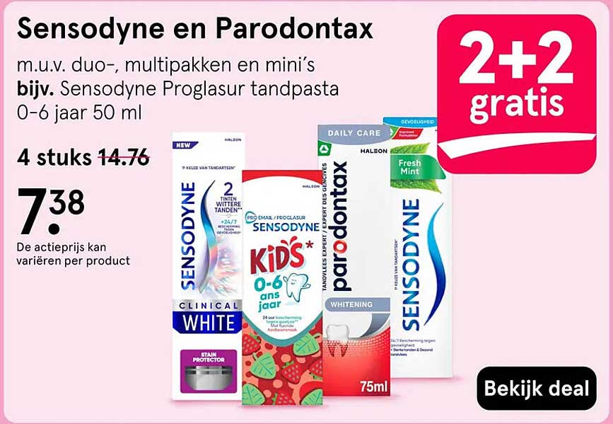 Sensodyne en Parodontax 2+2 gratis