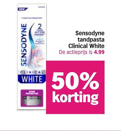 Sensodyne tandpasta Clinical White 50% korting