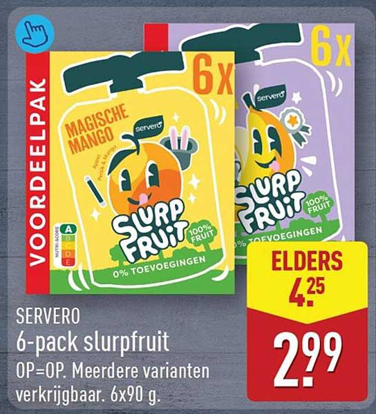 SERVERO 6-pack slurpruit OP=OP Meerdere varianten verkrijgbaar. 6x90 g.