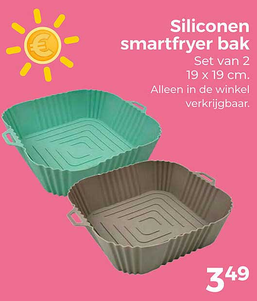 Siliconen smartfryer bak Set van 2 19 x 19 cm. Alleen in de winkel verkrijgbaar.