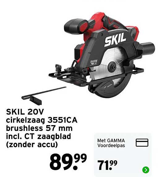 SKIL 20V cirkelzaag 3551CA brushless 57 mm incl. CT zaagblad (zonder accu)