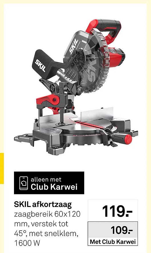 SKIL afkortzaag zaagbereik 60x120 mm, verstek tot 45°, met snelklem, 1600 W