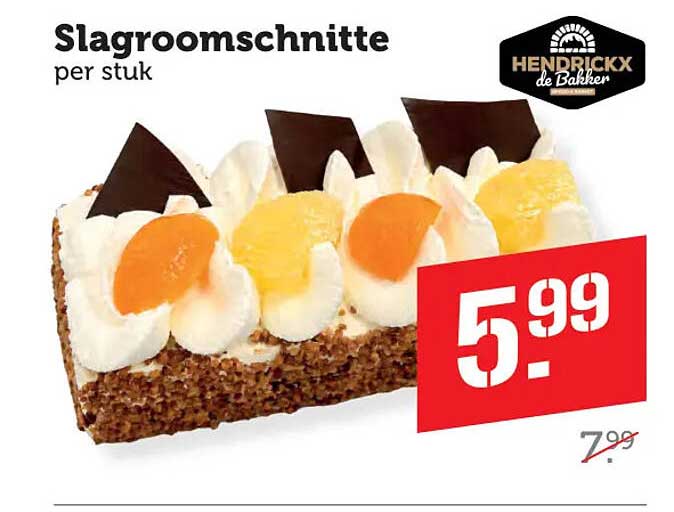 Slagroomschnitte per stuk
