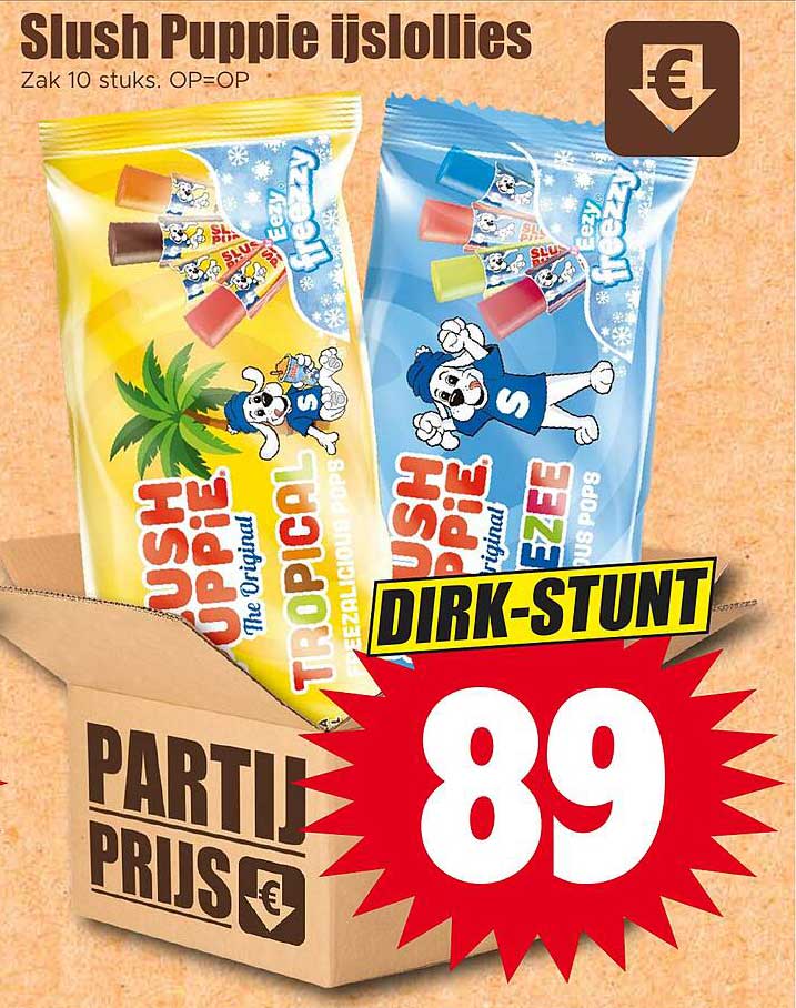 Slush Puppie ijslollies Zak 10 stuks. OP=OP