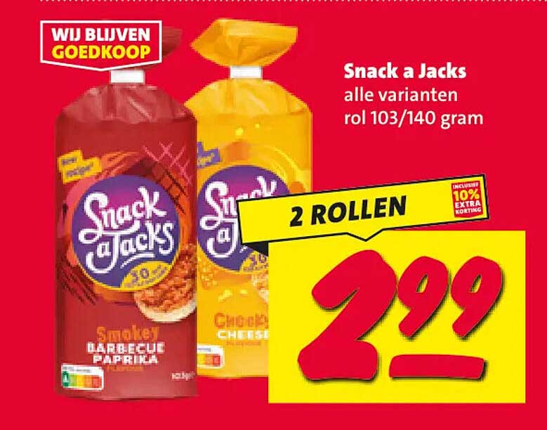 Snack a Jacks alle varianten rol 103/140 gram 2 ROLLEN