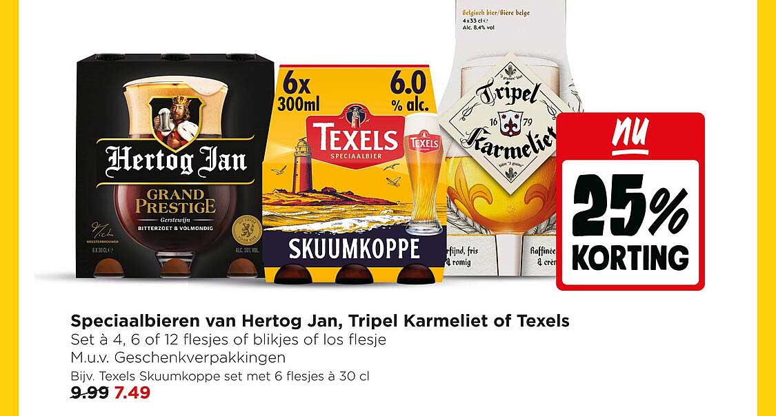 Speciaalbieren van Hertog Jan, Tripel Karmeliet of Texels 25% korting
