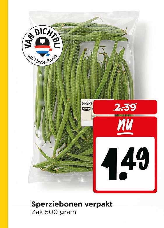 Sperziebonen verpakt Zak 500 gram